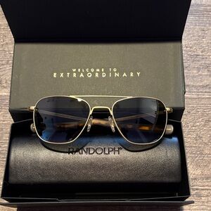 Randolph polarized satin 23k gold Aviator Sunglasses